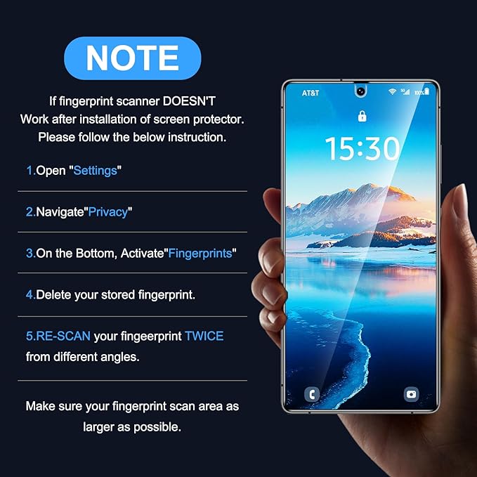 Uyiton UnBreak-Glass for Samsung Galaxy S25 Ultra Matte Screen Protector, [Ultrasonic Fingerprint Support][Anti- Glare][9H Tempered Glass] Scratch-Resistant Bubble-Free, 2 Pack