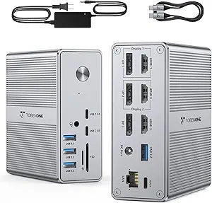 TobenONE DisplayLink Docking Station 3 Monitors with 120W Power Adapter