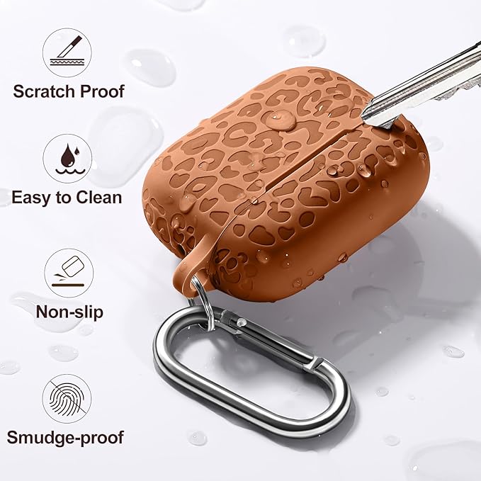 Fashion Engraving Leopard Case Compatible for Airpods Pro Case Cover 2022, Soft Silicone for Airpods Pro Case, Front LED Visible