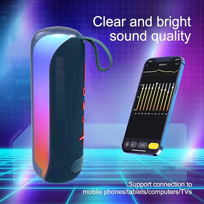 T&G Portable Bluetooth Speakers with Colorful Lights, Powerful Stereo Loud Sound Wireless Speaker, Outdoor Party Speaker, 24W Loud Stereo Sound, Bluetooth 5.3, 24H Playtime, for Home Party Beach