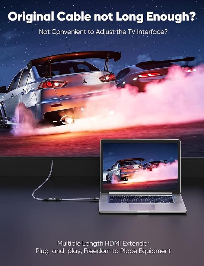 Highwings 8K 4K HDMI Extender, HDMI Extension Cable 2.1 4K@30Hz/ 60Hz/ 120Hz, Ultra high Speed HDMI Male to Female Adapter Compatible with Xbox PS5 PS4 Roku TV Stick Blu Ray Player HDTV Laptop PC 1FT