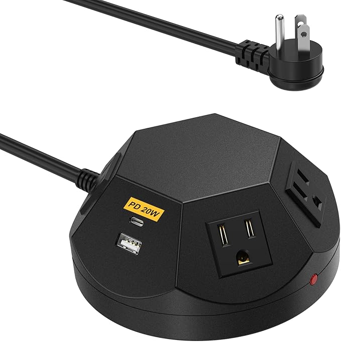 Power Strip Tower with PD 20W USB C Ports, Surge Protector with 4 Outlet and 4 USB Ports, 6.56 FT Extension Cord Power Tower Charging Station for Desk, Home Office, Living Room, Bedroom