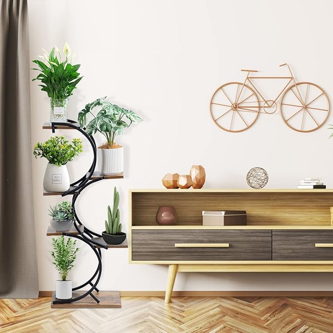 CHPHI Plant Stand Indoor 6-Tier wrought iron Plant Stand Green Indoor Tiered Use Office Home Decor, Flower Pot Holder Shelf for Living Room, Patio, Balcony