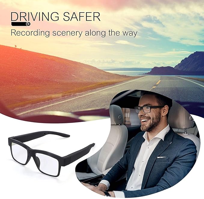 Camera Glasses Smart Video Glasses,HD 1080p Recording Outdoor Sport Glasses with Camera Wearable Eyeglass Built-in 32G Memory Card，Perfect for Outdoor Travel, Driving, and Hiking. (Modern)