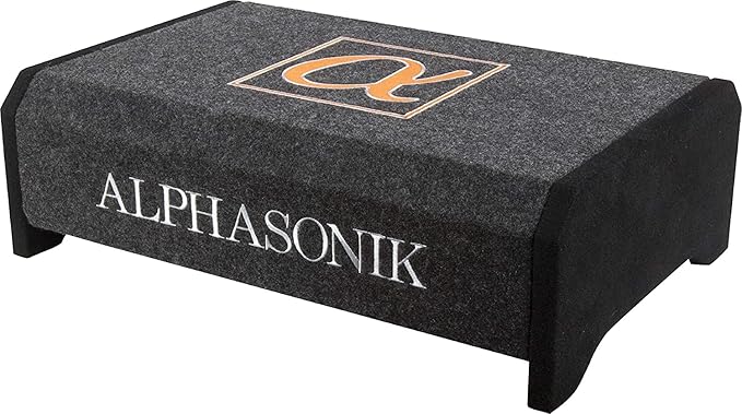 Alphasonik AS12DF 12" 1500 Watts 4-Ohm Down Fire Shallow Mount Flat Enclosed Sub woofer for Tight Spaces in Cars and Trucks, Slim Thin Loaded Subwoofer Air Tight Sealed Bass Enclosure