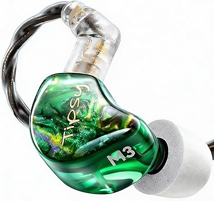 Tipsy M3 Professional IEM for Musicians, 2BA + 1DD Drivers, 36dB PNC, IPX5, Acoustic-Runway™ Technology, Skin-Friendly Resin, Detachable 0.78mm 2-pin Cable (No Mic, Green)