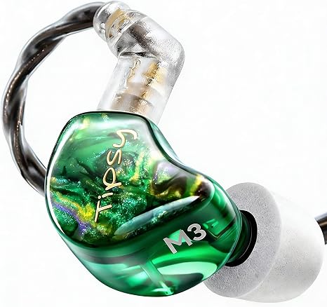 Tipsy M3 Professional IEM for Musicians, 2BA + 1DD Drivers, 36dB PNC, IPX5, Acoustic-Runway™ Technology, Skin-Friendly Resin, Detachable 0.78mm 2-pin Cable (No Mic, Green)