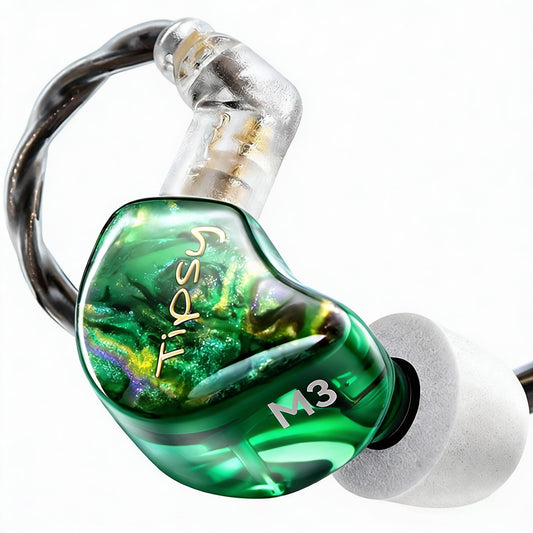 Tipsy M3 Professional IEM for Musicians, 2BA + 1DD Drivers, 36dB PNC, IPX5, Acoustic-Runway™ Technology, Skin-Friendly Resin, Detachable 0.78mm 2-pin Cable (No Mic, Green)