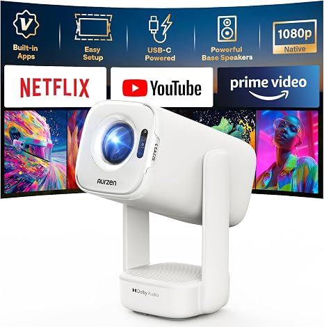 Aurzen EAZZE D1 air Smart Portable Projector, USB-C Powered, Native 1080P