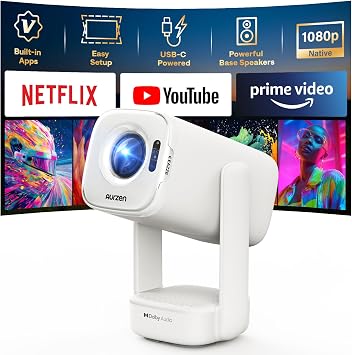 Aurzen EAZZE D1 air Smart Portable Projector, USB-C Powered, Native 1080P