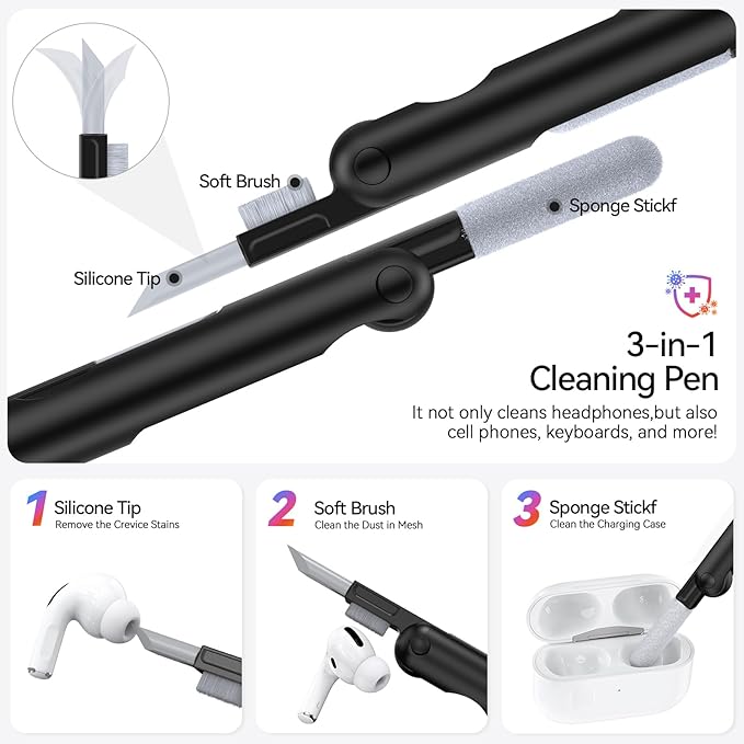 for AirPods Pro 2nd/1st Case (2023/2022/2019) with Phone Stand,（with Automatic Snap Switch） Carbon Fiber Design Protection Cover with Cleaning Pen,Light Green