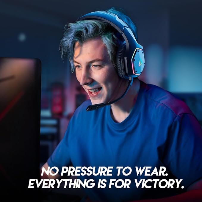 EKSA 2.4GHz Wireless Gaming Headset for PC, PS4, PS5, Gaming Headphones with Noise Cancelling Microphone, 7.1 Surround Sound, 36Hr Battery, RGB, 3.5mm Wired Computer Headset