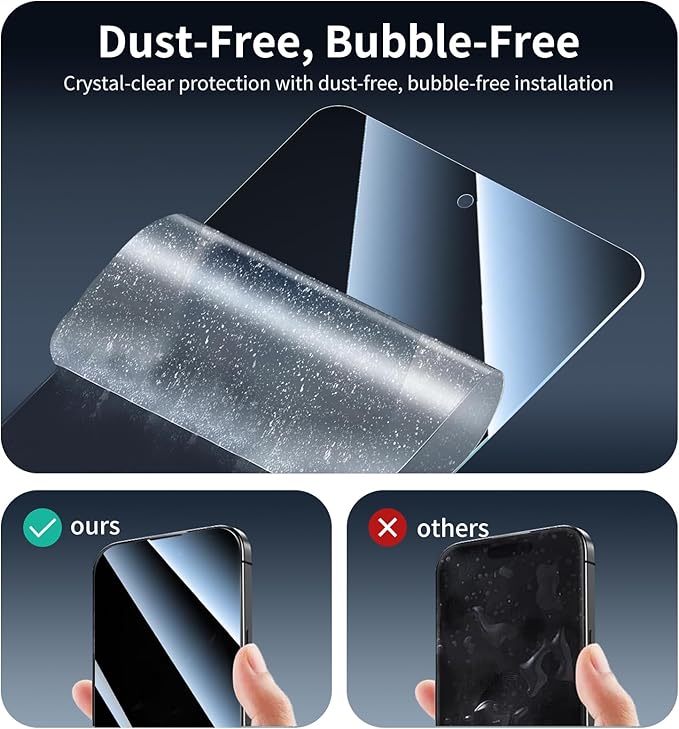 Privacy Screen Protector for Samsung A12/A13/A23/A32 5G/A03/A03S/A04/A04S & Redmi 10X, Anti-Spy Tempered Glass, Private Black Dark Protection, 9H Hardness Anti-Scratch Case-Friendly - 3 Pack
