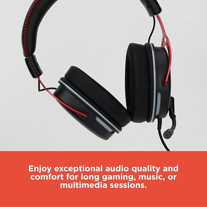 RadioShack Gaming 7.1 USB Headphones – Immersive Surround Sound, 50mm Drivers, 20Hz-20kHz Frequency Range, 32Ω Impedance, Black & Red Design for Gamers