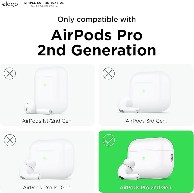 elago Pager Case Compatible with AirPods Pro 2nd Generation Case Cover, Compatible with AirPods Pro 2 Case, Chain Strap Included, Shock Resistant, Full Protection, for Men, for Women (Black)
