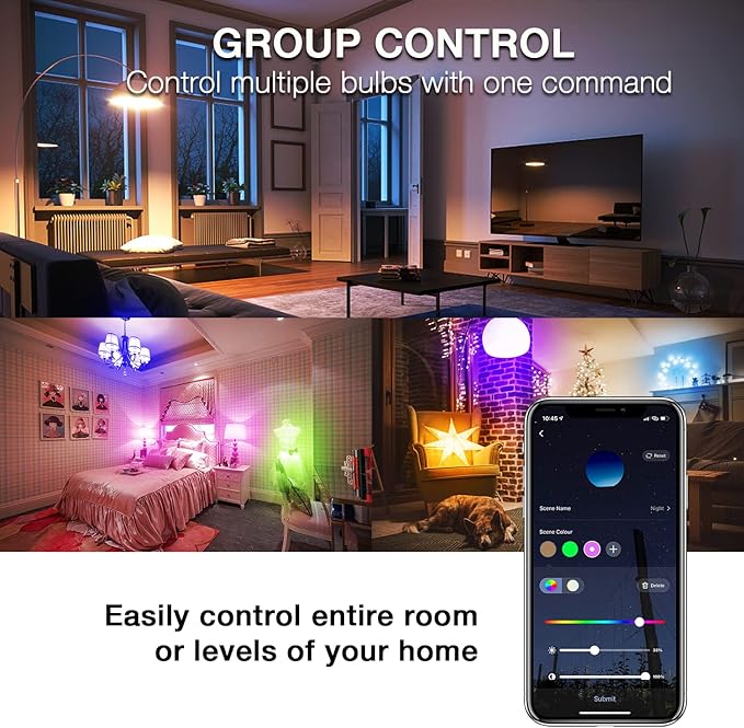 DAYBETTER Smart Light Bulbs, Alexa Light Bulb, WiFi Light Bulbs, RGBCW Color Changing Light Bulb A19 9W 800LM, Smart Bulbs that Work with Alexa & Google Assistant, 2.4Ghz only, No Hub Required,10 Pack