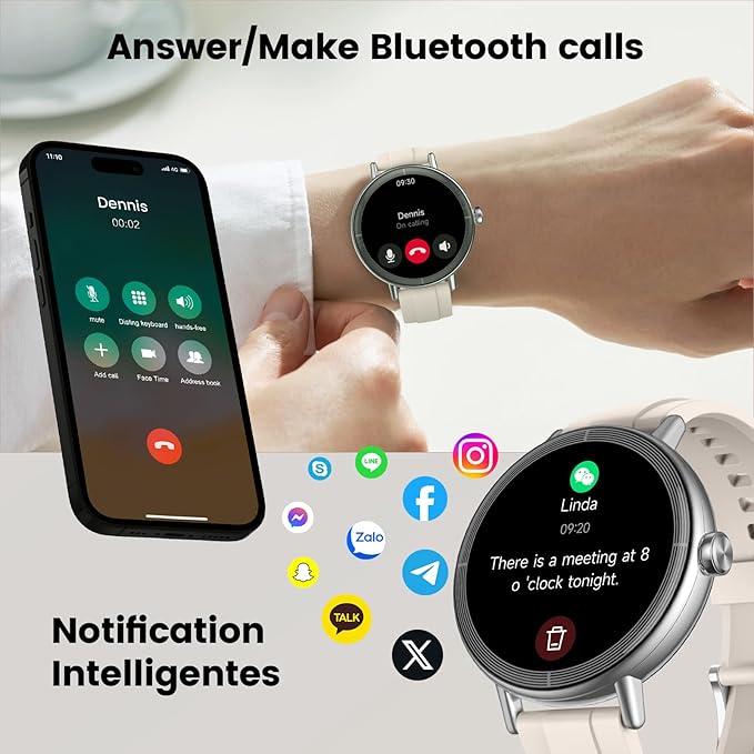 Smart Watches for Women, 1.27" HD Fitness Tracker with Bluetooth Calls(Answer&Make) IP68 Waterproof Smartwatch Compatible iOS/Android, 100+ Sport Modes Heart Rate/Sleep Monitor Pedometer White