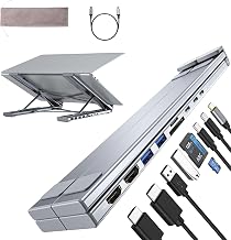 M91 Laptop Docking Station Dual Monitor Stand, 9 in 1 USB C Hub 2 HDMI 4K@60Hz, Portable Laptop Stand with USB Ports, Multiport Adapter USBC Dock Station Computer Holder for MacBook Pro/Air - Image 1