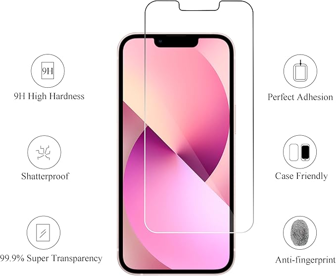 Ailun 2 Pack Screen Protector for iPhone 13 mini [5.4 inch] Display 2021 with 2 Pack Tempered Glass Camera Lens Protector,[9H Hardness]-HD
