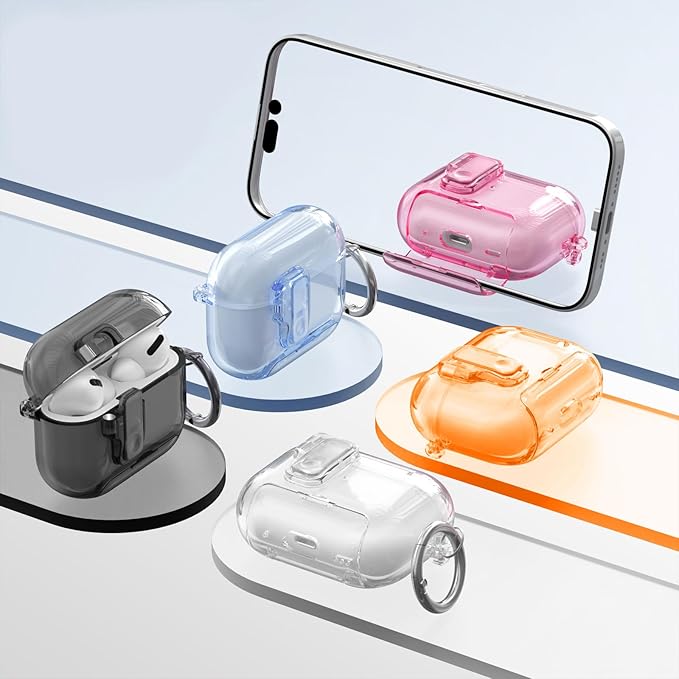 for AirPods Pro 3 Case (2025) with Cleaner Kit, Cute with Lock Clid and Cleaner Kit,[Auto Pop-Up] Soft TPU Clear Cover with Bracket & Dustproof Design for AirPods Pro Case with Keyring(2025)