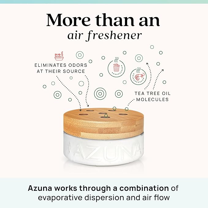 Azuna Air Freshener and Odor Eliminator for Strong Odor Gel 24oz Refill Pouch with Tea Tree Oil | Plant-Based & Long Lasting | Pet, Smoke, Home and Bathroom | Amalfi Breeze | Last 60-90 Days