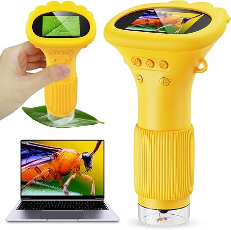 Kids Microscope - Ashfly 1000X Portable Microscope for Kids, Photo & Video Miniscope Pocket Microscope Gifts, 2'' Digital Screen 2026 for Boys Girls Age 3-12
