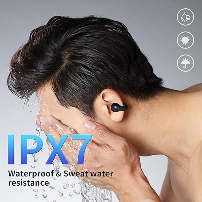 Open Ear Bone Conduction Headphones Bluetooth 5.3 Wireless Clip On Earbuds with Digital Display Charging Case 60 Hours Playtime Sport Earphones Built-in Mic IPX7 Waterproof for Running Fitness