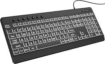 EDJO Large Print Backlit Wired Keyboard,7-Colors Backlight - Image 1