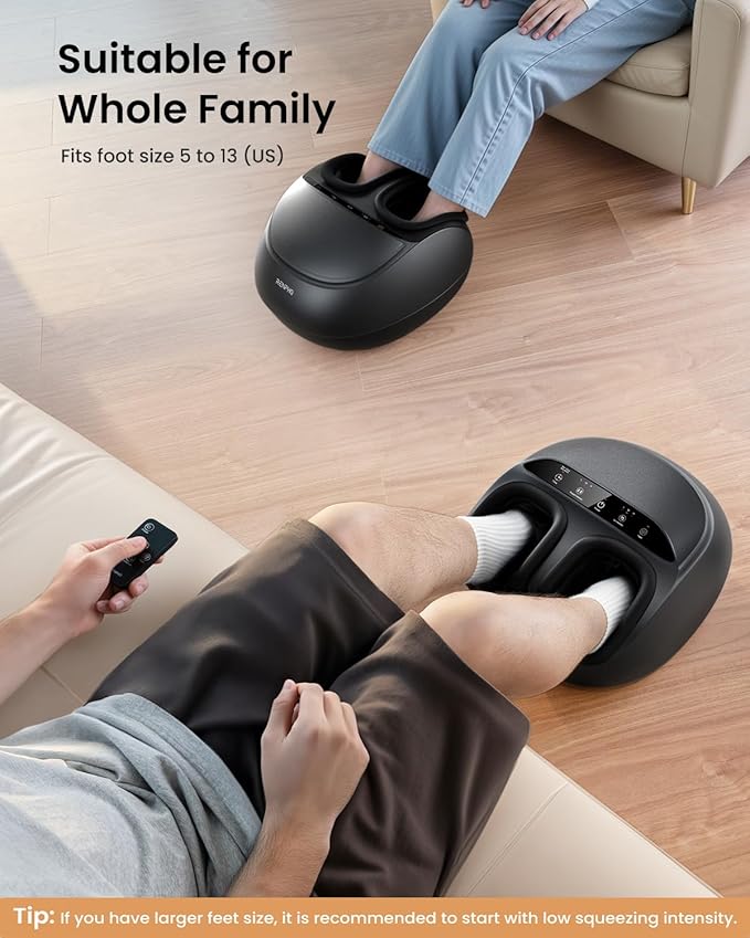 RENPHO Foot Massager Machine with Heat [2026 Upgraded], Shiatsu Foot Massager for Plantar Fasciitis, Christmas Gifts for Women, Cordless Control, FSA Eligible HSA Store Eligible, Up to Size 13, BK