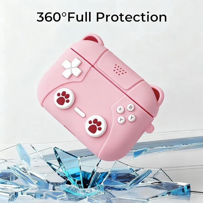 for Airpods Pro 3 Case 2025,Cute 3D Game Console Design for Air pod Pro 3 Cover with Keychain Shockproof Protective Soft Silicone Case for Airpods Pro 3 Gen for Women Girls (Pink Cat)