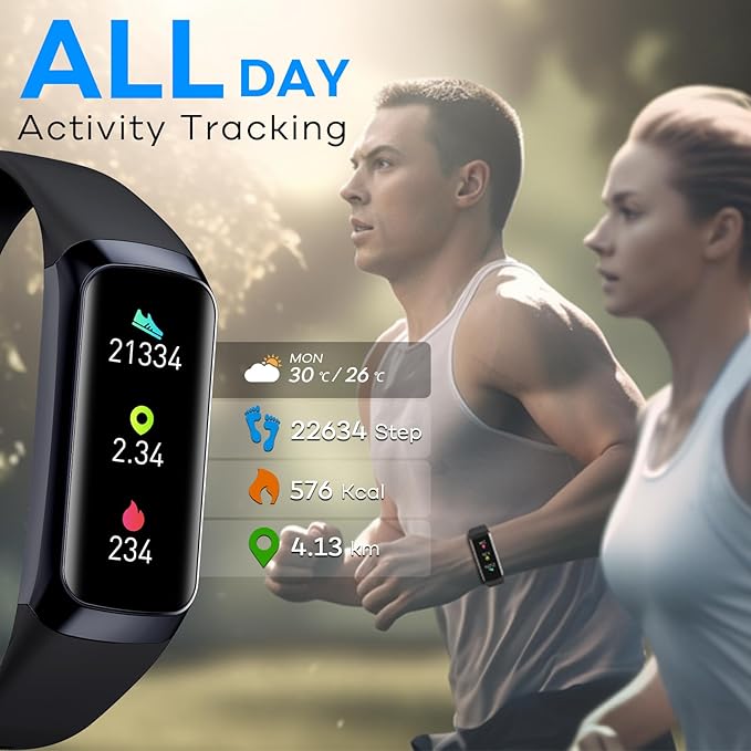 Fitness Tracker Men Women, Smart Watch with Blood Pressure Heart Rate & Sleep Monitor IP67 Waterproof Step Calorie Counter Pedometer Fitness Activity Health Watch for Android iOS Phones