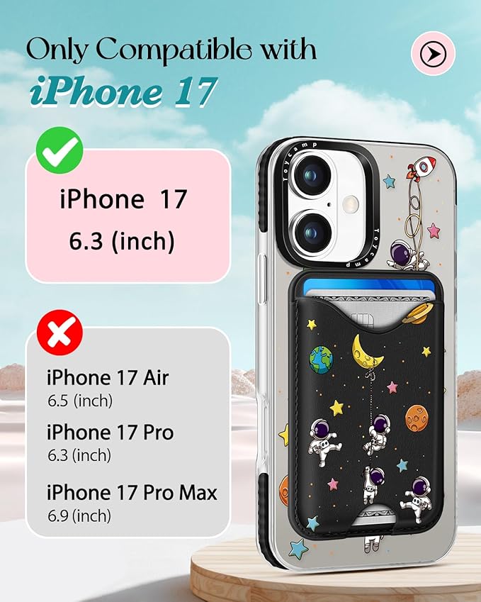 Toycamp for iPhone 17 Case - Compatible with Magsafe Credit Card Holder Wallet Magnetic Cute Women Teen Girls Kawaii Girly Unique Man Boys Design Phone Cover for Apple 17 Air