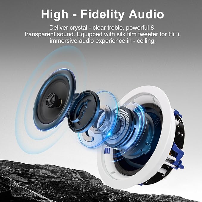 STUDIOFINIX 5.25 Inch Bluetooth Ceiling Speakers,300 Watt Max Power Output for Indoor Kichten,Living Room,Study Room,Basement and Covered Patio
