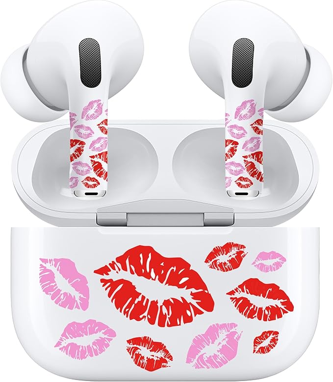 ROCKMAX Pink Lips Sticker for AirPods Pro 2nd Generation, Fashion Decal Skin Accessories for Earbuds and Charging Case, Universal Fit for AirPods 1/2/3/4 & AirPod Pro/Pro 2/Pro 3, Gift for Women&Girls