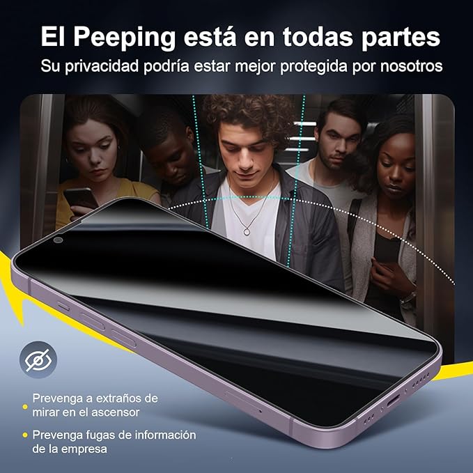 NEW'C 3x Privacy for iPhone 14 Screen Protector (6.1 inches)+ 3x Camera Lens Protector, Sensor Protection, Case Friendly Tempered Glass Film +Dust Plug - Enhanced Privacy Angle of 28 Degrees