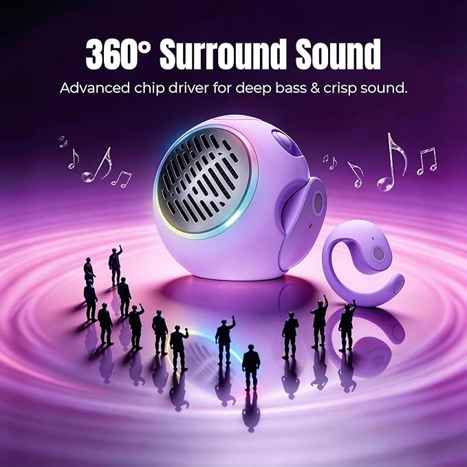 Open Ear Headphones Over the Ear Earbuds Wireless for Kids, Waterproof Small Mini Portable Bluetooth Speaker with Earbuds, OWS Hanging Earphones Air Bone Conduction Headphones 5.4 Bluetooth Headset
