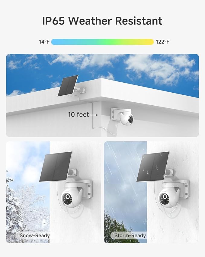 Noorio Solar Security Camera Wireless Outdoor System, 2K/4MP Battery Powered WiFi Camera for Home Security w/5W Solar Panel, 360° PTZ, Auto Tracking, Night Vision, 2-Way Talk, Cloud & SD Card Storage