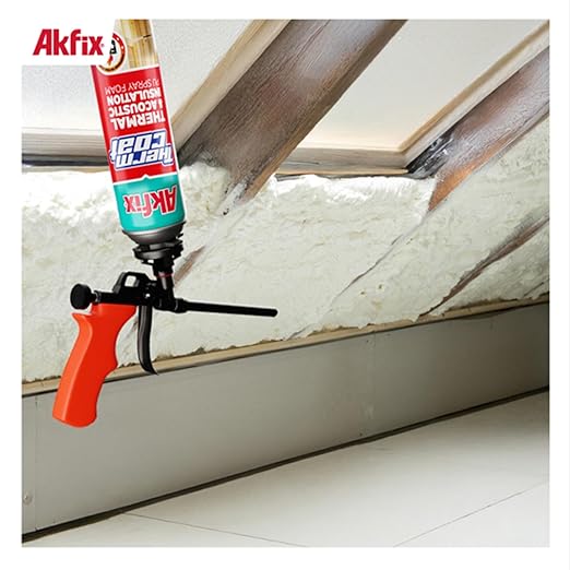 Akfix Thermcoat Fire Rated Spray Foam Insulation 120 sq ft (6x27.1 oz) - (R-Value 11.32/2 inch) Closed Cell Expanding Wide Sealant Thermal Insulation for Walls and Attic - Gun&Cleaner NOT Included