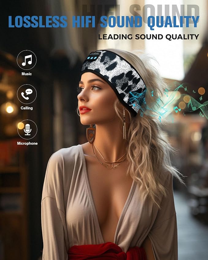 LC-dolida Sleep Headphones Bluetooth, Headband Headphones Earphones Wireless, Sleep Mask for Sleeping, Sports, Gifts, Workout, Jogging, Yoga,Insomnia, Air Travel, Meditation
