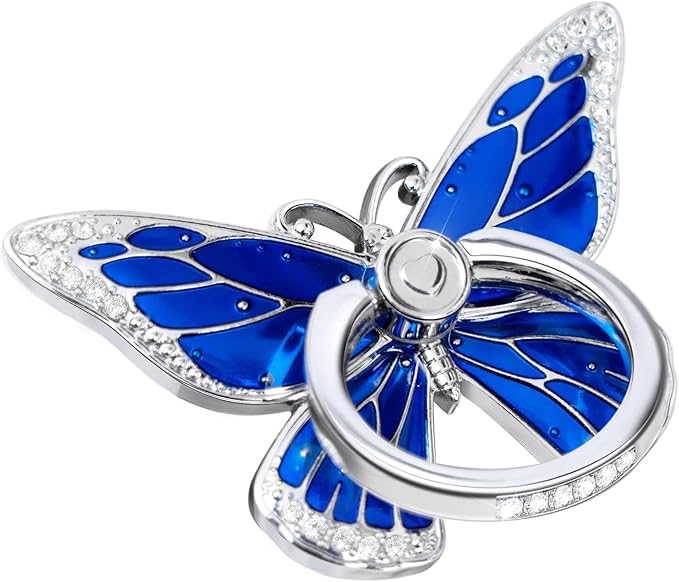 Butterfly Cell Phone Ring Grip Holder, 360 Degrees Rotation Phone Ring Grip Stand, Metal Finger Kickstand Compatible with iPhone, Samsung Galaxy,Android Phone