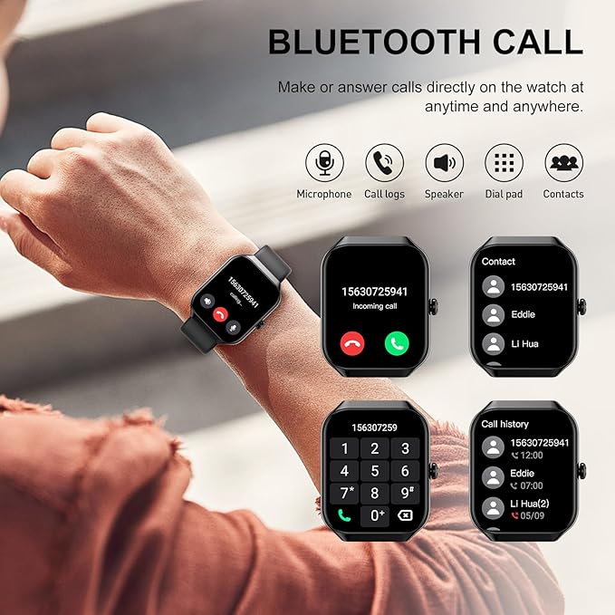 Smart Watch, 1.96" HD Smartwatch for Men Women (Answer/Make Call), 2026 Fitness Activity with Heart Rate/Sleep Monitor/Pedometer, IP68 Waterproof, 113+ Sport Modes Running Watch for Android iOS