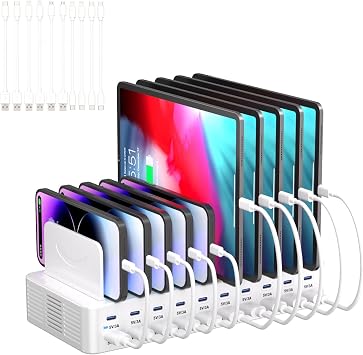 20-Port 270W Charging Station for Multiple Devices, USB Charger Station
