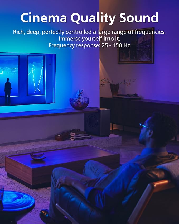 PHILIPS Fidelio FW1 Wireless Subwoofer for TV,Rich Bass Sound with DTS Play-Fi,Dual Passive-Radiator,420W Large Output,Smart Pairs,RCA Connection,Perfect for Movie and Music,Head-Turning Looks,Black