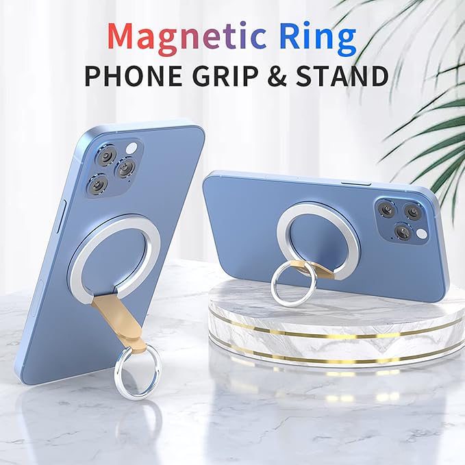 RapidX Snapo 2-in-1 Magnetic Phone Grip & Stand, Holder with Adjustable Kickstand, MagSafe Compatible with iPhone 14, 13, 12 Pro, Pro Max, Mini (Gold)