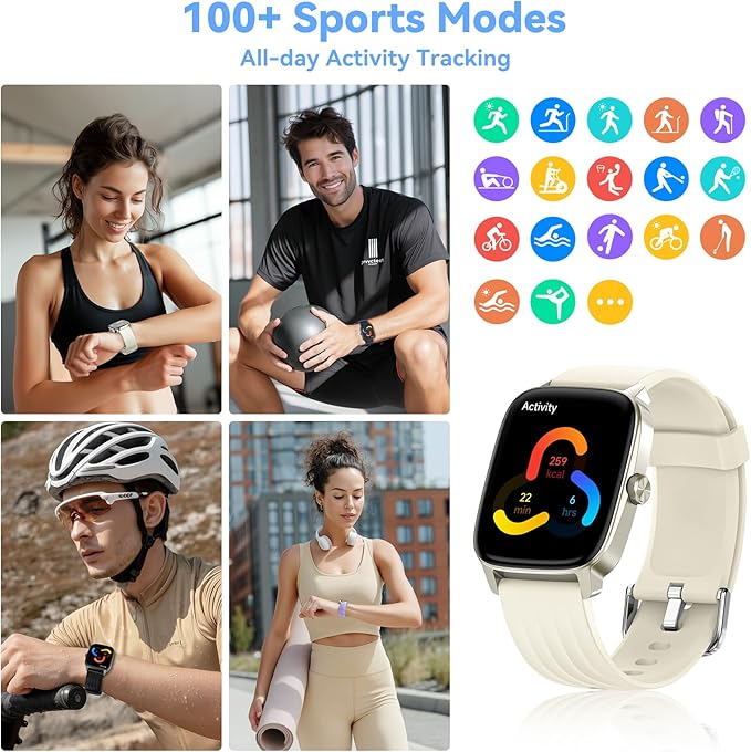 Pedometer Watch for Men Women Android & iPhone, 1.85" Retina Display with Answer/Make Calls, Smart Watch with Pedometer, Calories & Step Counter, Waterproof Heart Rate/Sleep/SpO2 Monitor