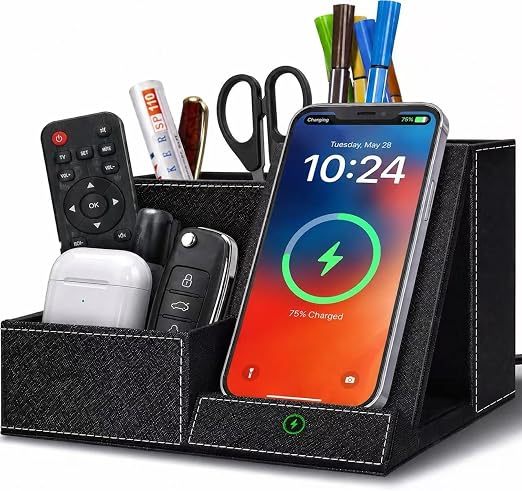 Wireless Charger with Desk Organizer, Multifunctional Desk Pen Holder