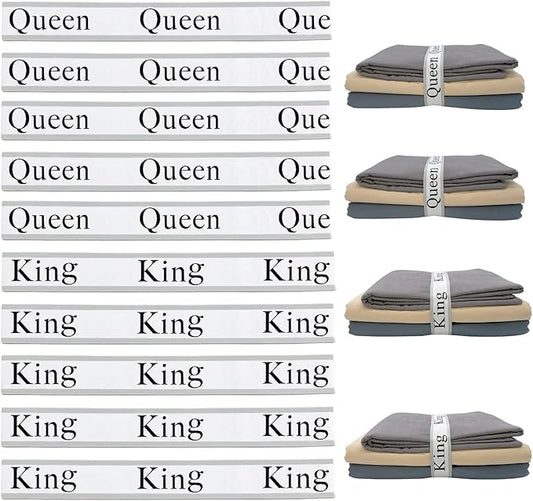 10 Pieces Bed Sheet Organizer Bands, Sheet Organizers and Storage Label Bands, Sheets Organizer for Closet, Sheet Label for Bedding, Sheet Keepers Linen Labels Bedding Bands (Grey, 10Pcs)