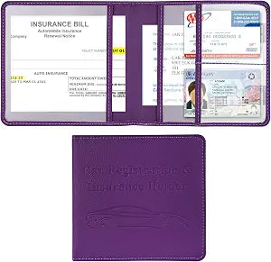 Cacturism Car Registration and Insurance Holder, Glove Box Organizer Purple