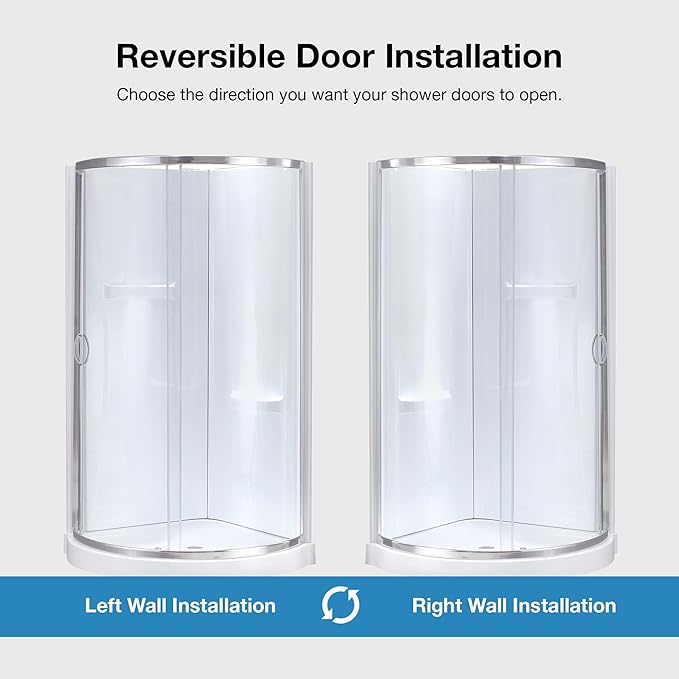 OVE Decors Breeze 36 in. Corner Shower Clear Sliding Door with Walls and Base in Chrome Finish