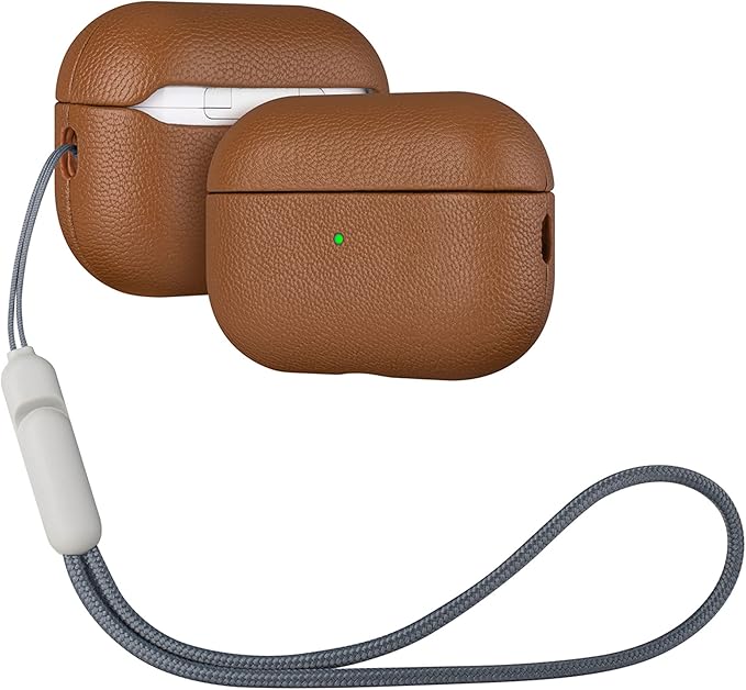 AirPods Pro 2nd Generation Leather Case (Not for AirPods Pro 1st Gen), Lopie Handmade AirPods Pro 2 Leather Case Cover, Protective Case Fully-Wrapped with Lambskin Leather - Retail Packaging - Brown